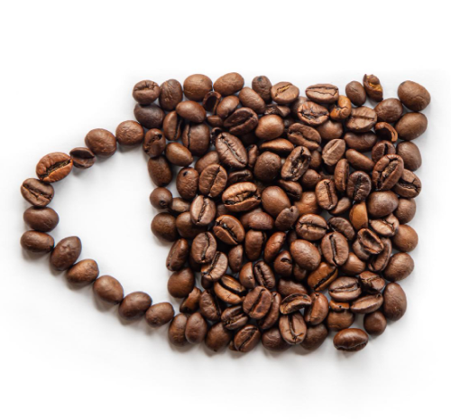 Coffee beans in the shape of a cup